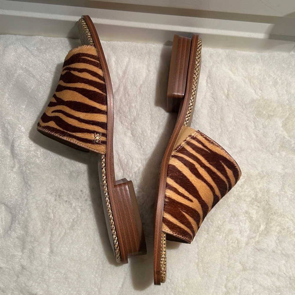Sam Edelman Sabrina Tan Zebra Slide Sandals - Picture 10 of 16